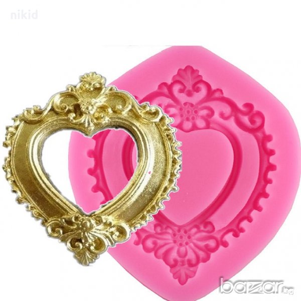 сърцевидна рамка силиконов молд форма украса декор торта фондан шоколад, снимка 1
