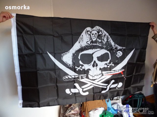 Пиратско знаме флаг пират кораб корсар череп саби абордаж, снимка 2 - Други ценни предмети - 16434565