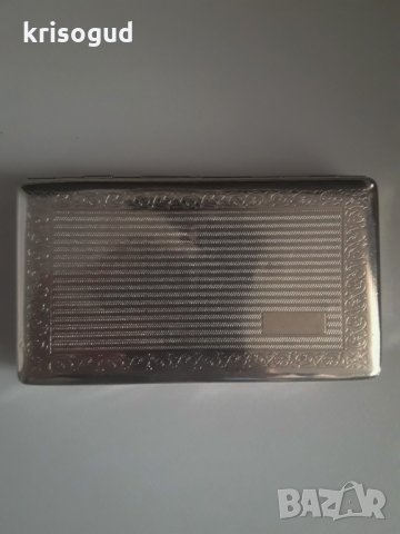 Стилна сребриста табакера с красиви арабски орнаменти / 100 мм. циг. 