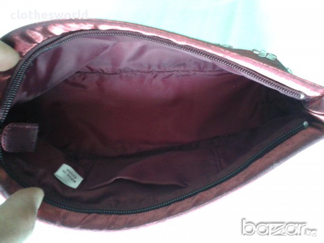 Елегантна дамска чанта във вишнев цвят, снимка 7 - Чанти - 11695119