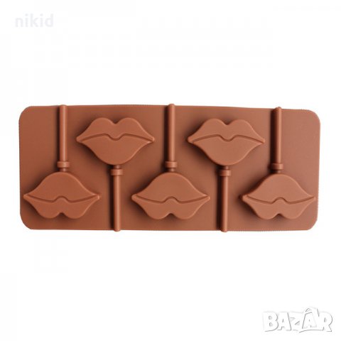 Устни силиконов молд форма за направа на близалки на клечка декор торта фондан шоколад, снимка 1 - Форми - 23443891