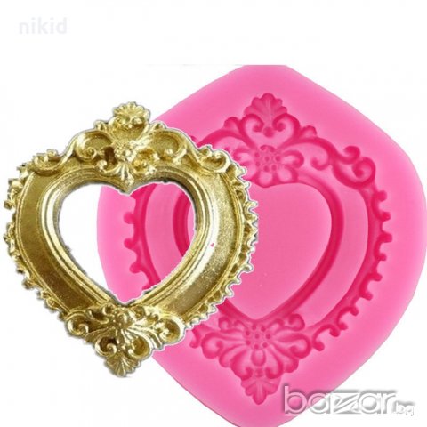 сърцевидна рамка силиконов молд форма украса декор торта фондан шоколад
