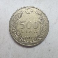 Монета 500 Турски Лири 1989г. / 1989 500 Turkish Lira Coin KM# 989 Schön# 515, снимка 1 - Нумизматика и бонистика - 15298427