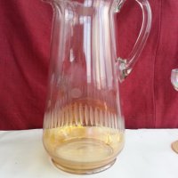 Ретро стъклени чаши за вино кана и чаши перлени и гравирани , снимка 15 - Антикварни и старинни предмети - 20343831