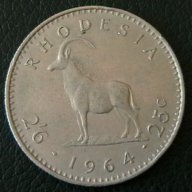 2½ шилинга = 25 цента 1964, Родезия, снимка 1 - Нумизматика и бонистика - 17805624
