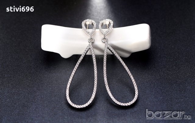 Обеци капка S 925 стерлинг+циркон. , снимка 3 - Обеци - 20322476