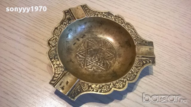 Пепелник-с евреиска звезда-12см-мед/месинг-внос швеицария, снимка 8 - Антикварни и старинни предмети - 14144507