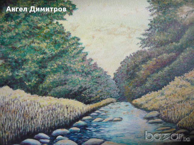 Маслена картина Христо Тодоров Янков Край Вършещ 1989, снимка 11 - Картини - 16741513