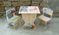 детска дървена рисувана маса с 2 стола, снимка 3