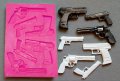 Оръжие Пистолет 6 вида силиконов молд форма декорация торта фондан шоколад и др., снимка 1 - Форми - 21125334