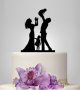 Семейство с дете и бебе сватбен черен твърд топер украса табела за торта сватба декор украса