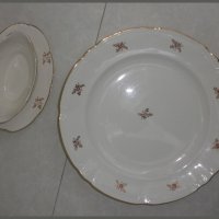 Комплект белгийски порцеланови  плато и сосиера, снимка 4 - Чинии - 22927628