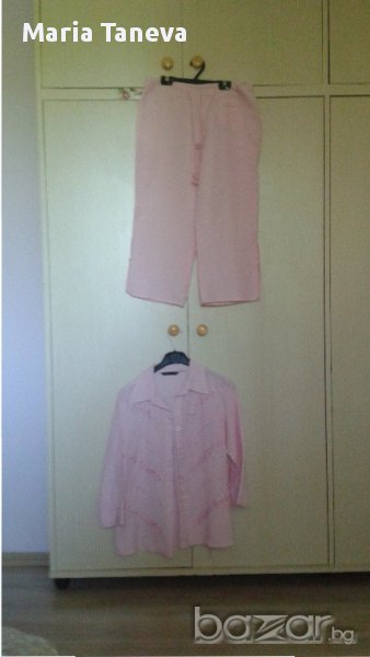 Дамски комплект от лен - панталон и сако, снимка 1