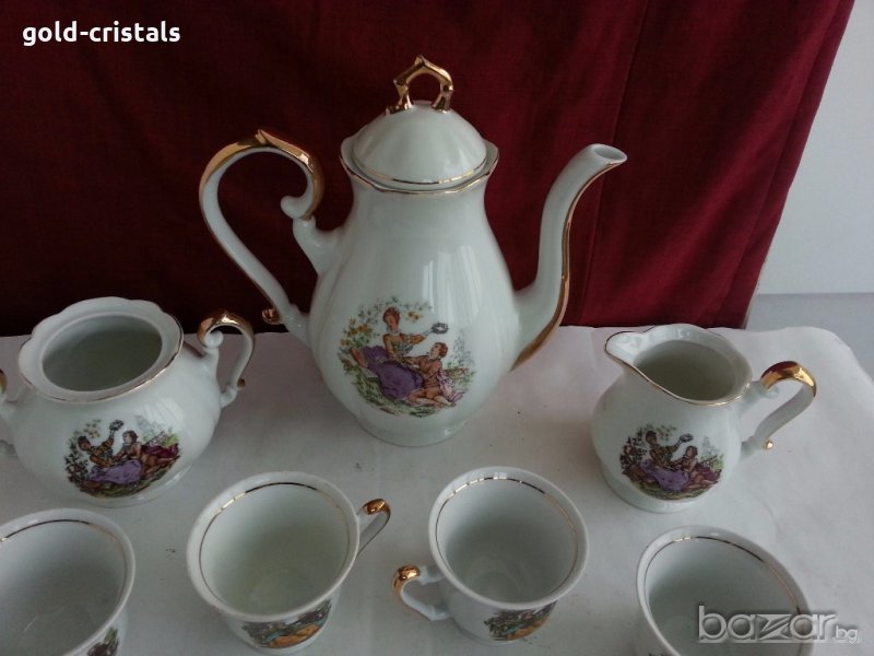  фин порцелан чаши за кафе чайник захарница латиера zajecar, снимка 1