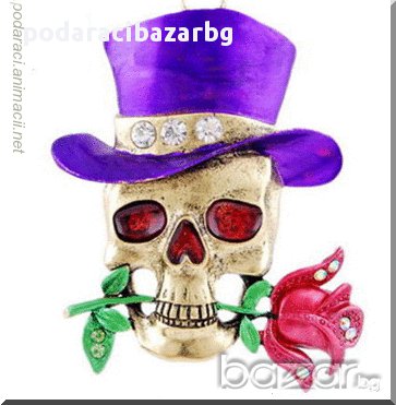 ВИСУЛКА ЗА КОЛИЕ – ЛЮБОВЕН ЧЕРЕП С РОЗА, снимка 1