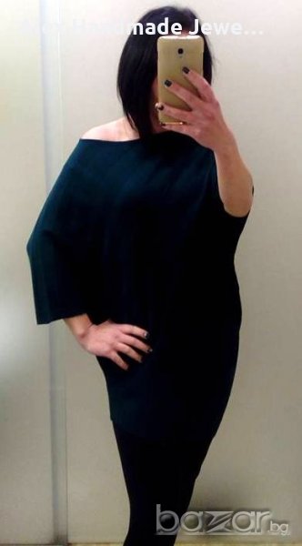 Асиметрична туника с кашмир /петролено зелена/, снимка 1