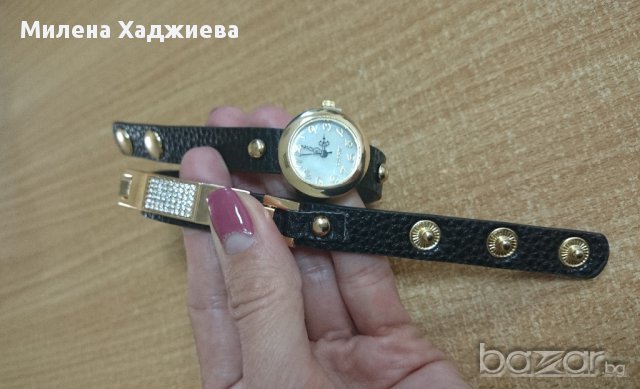Часовник - гривна, черен, снимка 3 - Дамски - 10525878