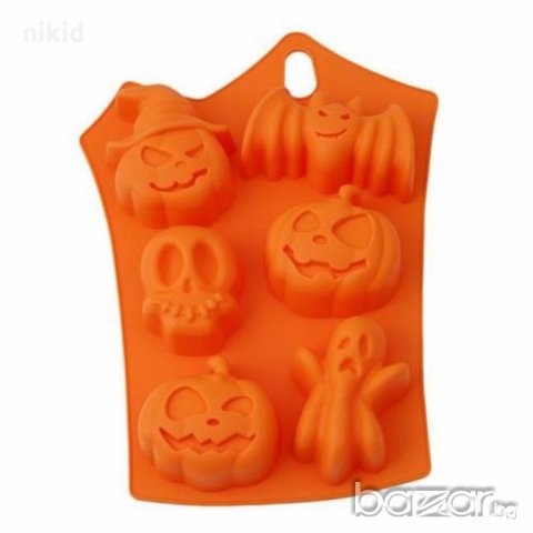 Halloween Хелоуин тиква череп дълбоки фигури силиконов молд форма за фондан,шоколад гипс тесто сапун, снимка 1 - Форми - 19567611