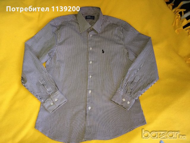 Polo Ralph Lauren USA М мъжка официална риза оригинал черно и бяло райе, снимка 6 - Ризи - 20866232