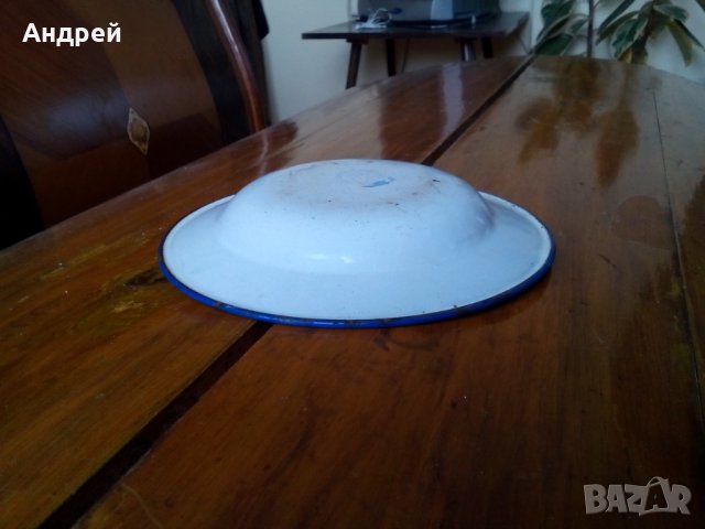 Стара емайлирана паница #2, снимка 4 - Антикварни и старинни предмети - 23848986