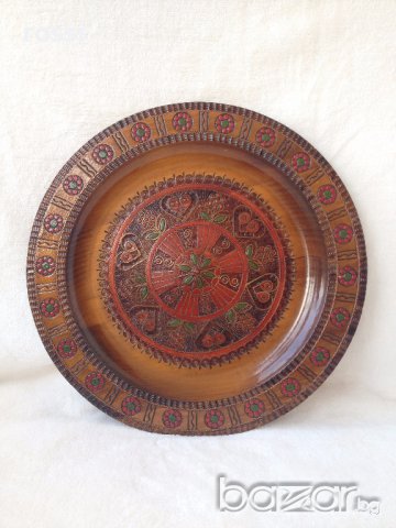34 см. Голяма старинна чиния за стена дърворезба уникална/Германия , снимка 1 - Други ценни предмети - 16367338