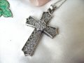 Много Красив Сребърен Филигранен Кръст с Циркони, снимка 1 - Колиета, медальони, синджири - 24539315
