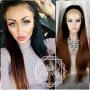 Lace Front LUXYRY WIG ELESSA Дълга Омбре Черно и Кафе Перука Код 1050, снимка 1