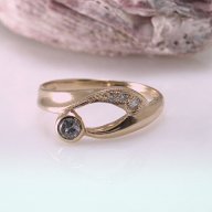 Златен пръстен с цирконии (Петя) 2.16 грама/№59.5-60, снимка 2 - Пръстени - 11204868