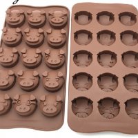 15 муцуни муцуна глава прасе силиконов молд форма за фондан шоколадови бонбони и др, снимка 1 - Форми - 24481729