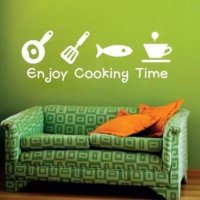 enjoy cooking time Домакински кухненски стикер за стена и мебел самозалепващ, снимка 2 - Декорация за дома - 21452756