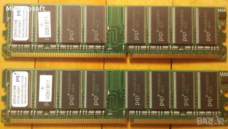 Памет 2х512 MB RAM DDR1 (DDR400) PQI, снимка 1