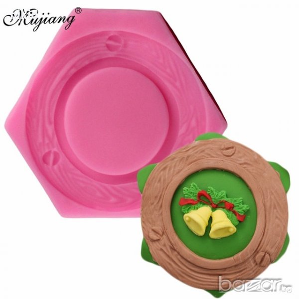 Кръгла дебела рамка с пирони табела силиконов молд форма декорация торта фондан шоколад и др., снимка 1