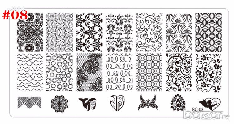 декорации плочка / щампа шаблон за печат на нокти - Нова BC-08, снимка 1