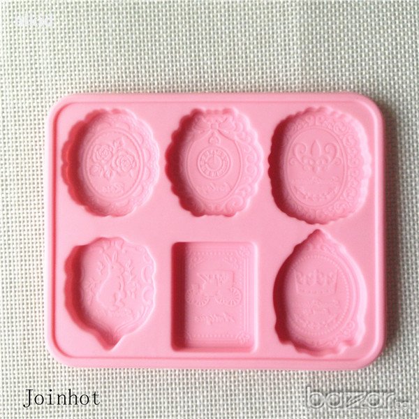 Силиконов молд 6 релефни декорирани Антични фигури орнаменти брошка отпечатък плитък фондан мъфини, снимка 1