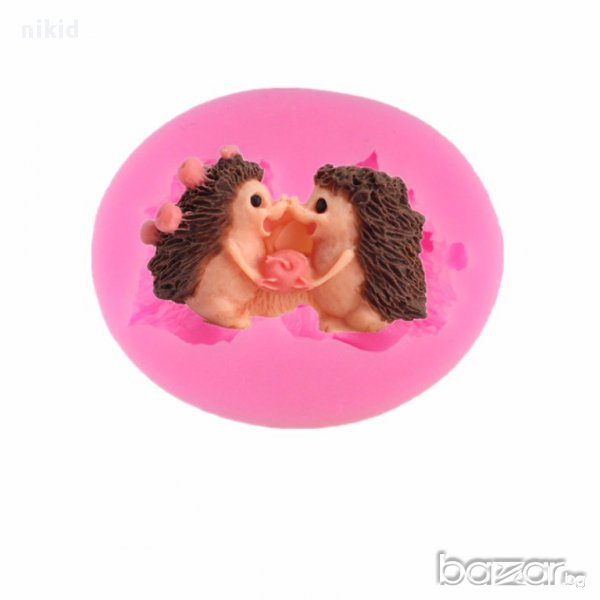 силиконов молд форма 2 таралежа таралежи таралеж украса декорация торта фондан глина шоколад , снимка 1