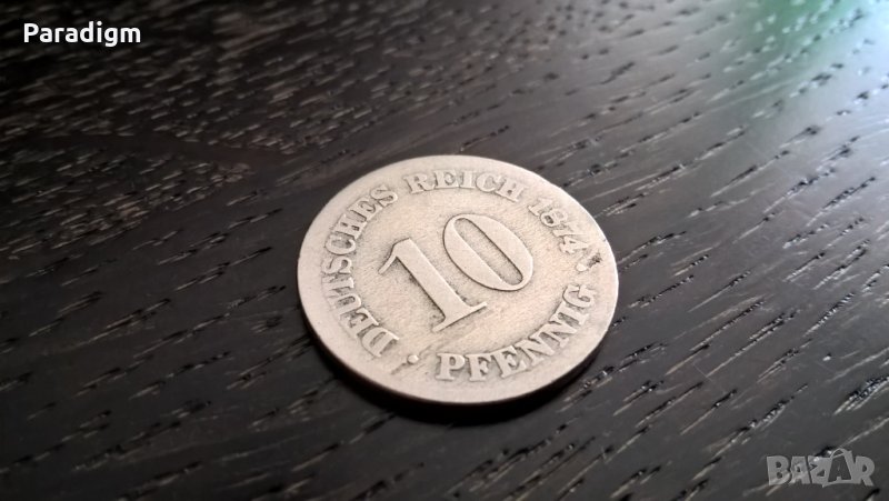Райх монета - Германия - 10 пфенига | 1874г.; серия A, снимка 1