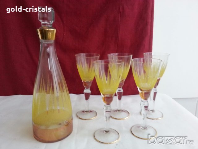 сервиз гарафа и чаши за вино ракия с позлата, снимка 6 - Антикварни и старинни предмети - 19925729