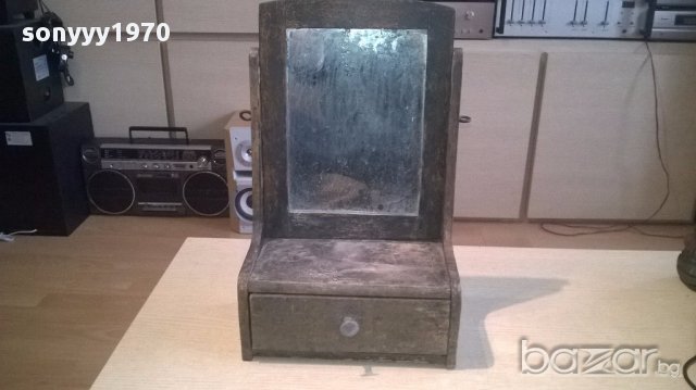 Антика-ретро огледало тоалетка с чекмедже-40х26х16см, снимка 1 - Антикварни и старинни предмети - 18063745