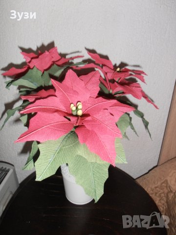 Коледна звезда, снимка 2 - Изкуствени цветя - 23726685