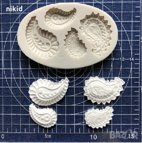 4 Пафти силиконов молд форма декорация и украса фондан шоколад