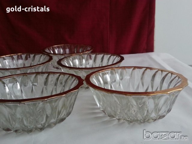 ретро кристални купички с златен кант, снимка 10 - Антикварни и старинни предмети - 20416901