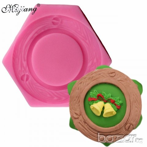 Кръгла дебела рамка с пирони табела силиконов молд форма декорация торта фондан шоколад и др.