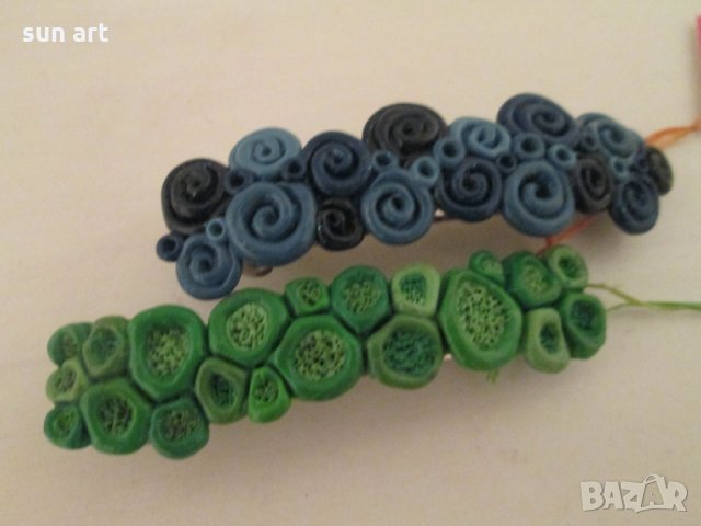 Шнола за коса зелена-hand made , снимка 4 - Аксесоари за коса - 23298553