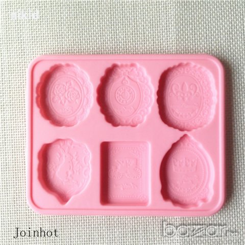 Силиконов молд 6 релефни декорирани Антични фигури орнаменти брошка отпечатък плитък фондан мъфини