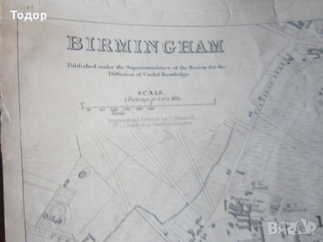 Стара карта Бирмингам 1839, снимка 2 - Колекции - 25432753