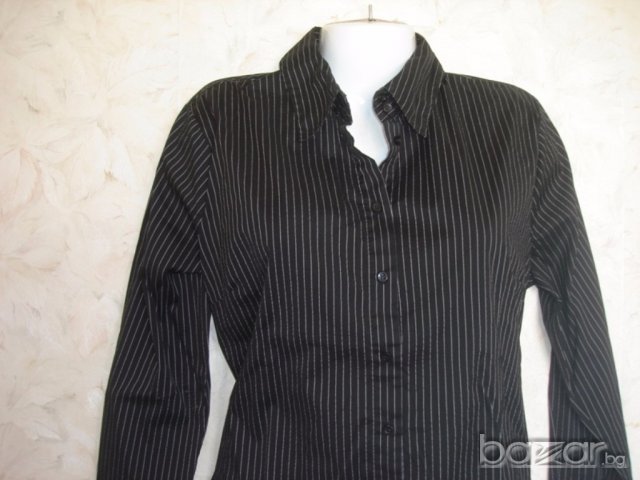 H&M, черна дамска риза в рае, М , снимка 1 - Ризи - 18369026