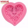сърце с гълъби сватба Свети Валентин силиконов молд форма за украса торта с фондан шоколад, снимка 4