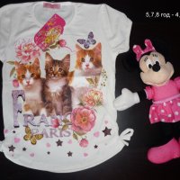 Страхотна блузка с котенца, снимка 1 - Детски Блузи и туники - 21160084