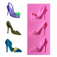дамски обувки обувка ток сандал токчета силиконов молд форма за торта украса фондан, снимка 1 - Форми - 14433799