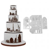5 бр сгради Айфелова кула Статуята на Свободата стенсил шаблон спрей за торта украса кекс декорация, снимка 1 - Други - 25246930